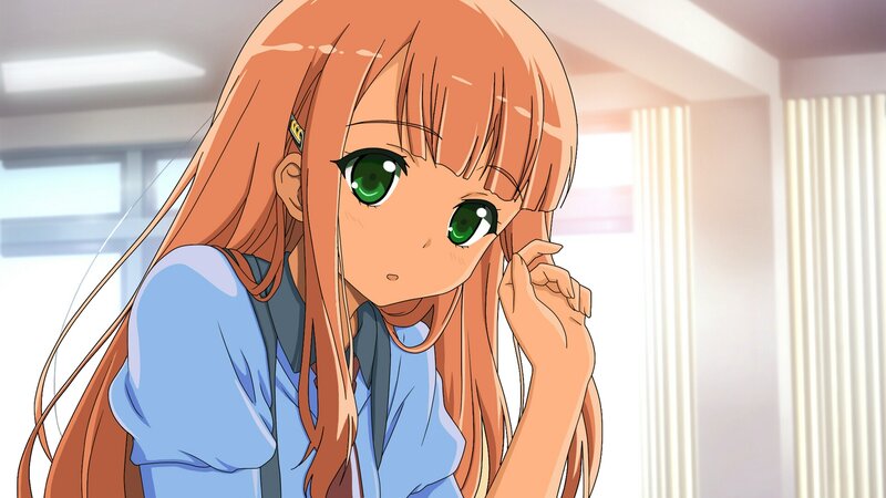 Anime Girl with Green Eyes — Orange, Calm, Morning