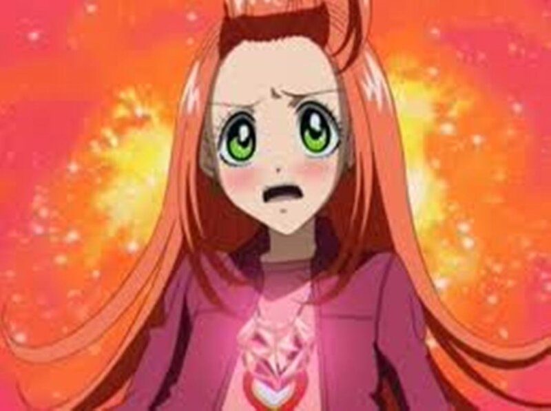 Anime Girl with Green Eyes — Orange, Dramatic, Long Hair