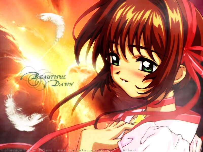 Anime Girl with Green Eyes — Orange, Dramatic