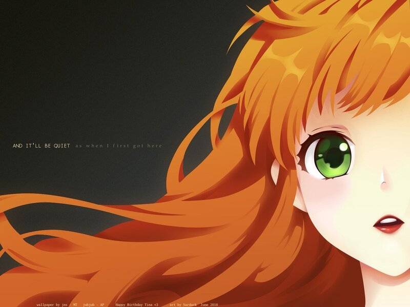 Anime Girl with Green Eyes — Orange