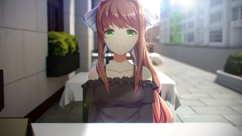 Anime Girl with Green Eyes — Pink, Calm, Afternoon
