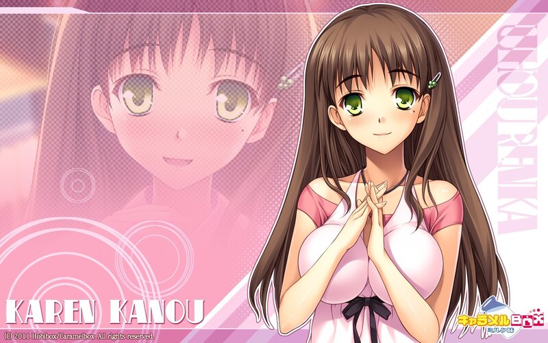 Anime Girl with Green Eyes — Pink, Calm, Pink Background