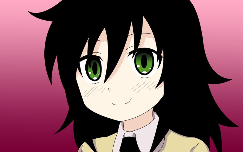 Anime Girl with Green Eyes — Pink, Calm, School Uniform