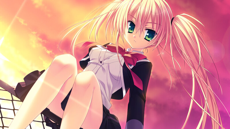 Anime Girl with Green Eyes — Pink, Dramatic