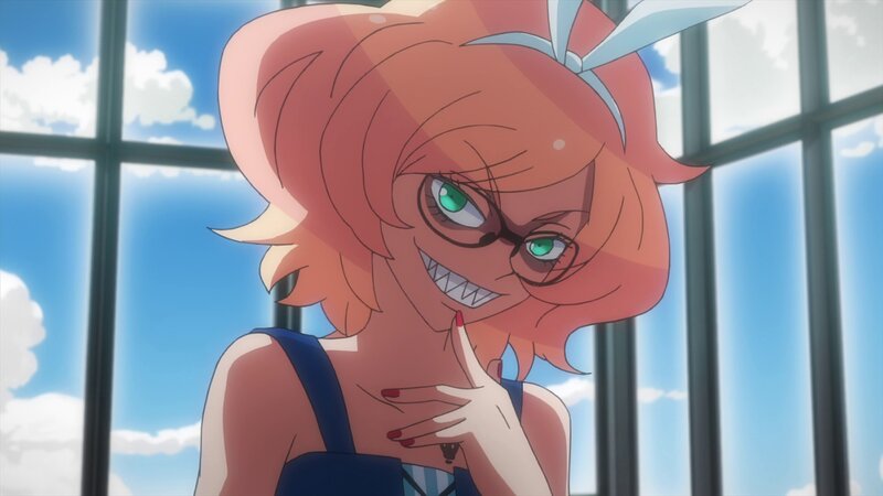 Anime Girl with Green Eyes — Pink, Playful, Afternoon