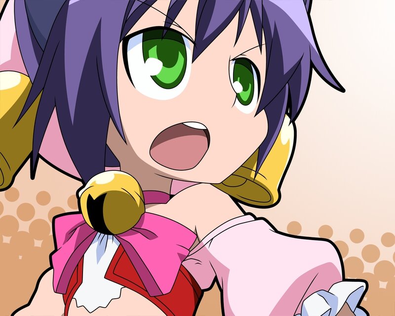 Anime Girl with Green Eyes — Purple, Surprised