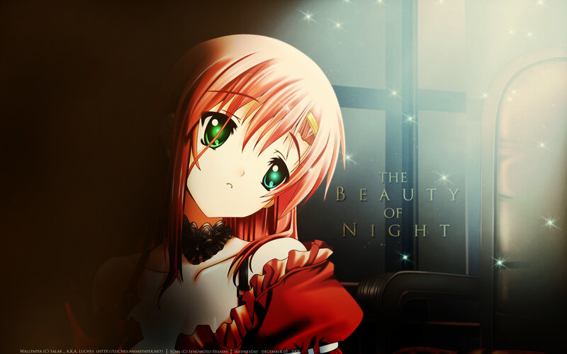 Anime Girl with Green Eyes — Red, Dramatic