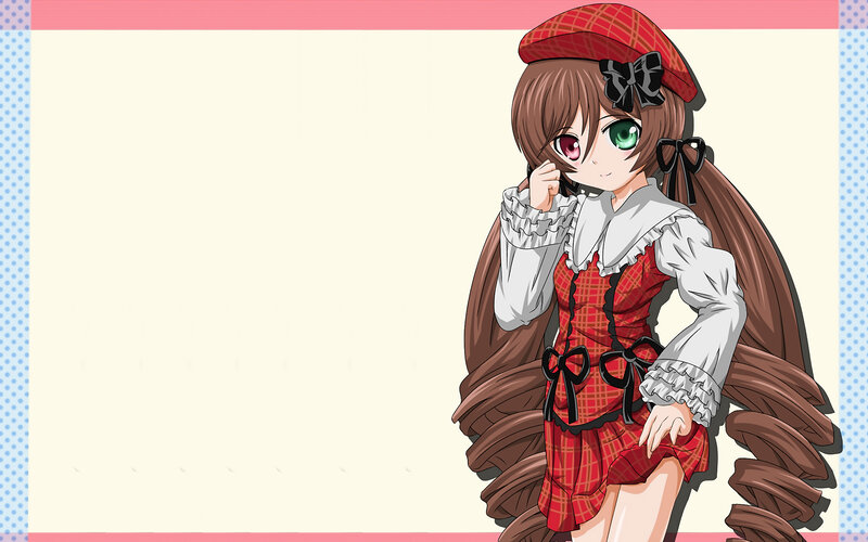 Anime Girl with Green Eyes — Red, Playful, Red Beret