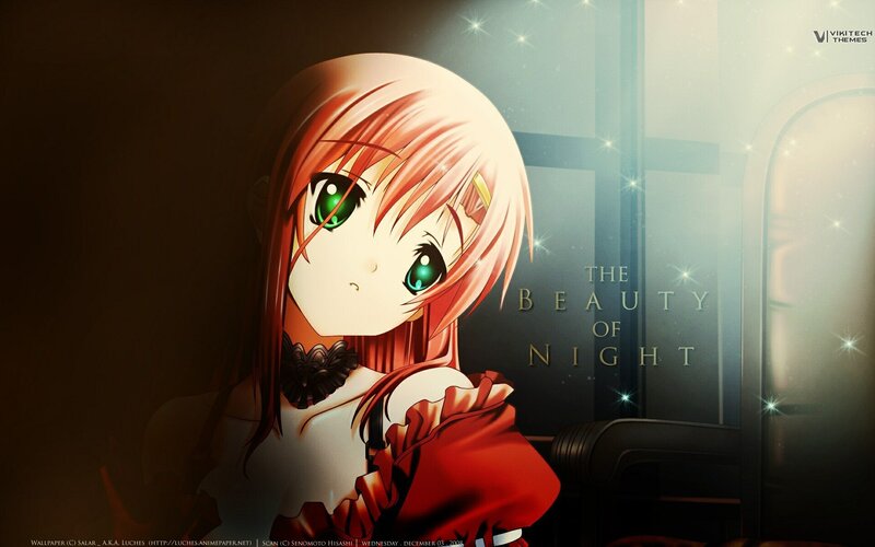 Anime Girl with Green Eyes — Red