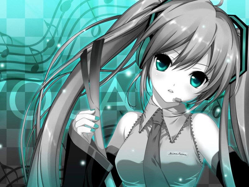 Anime Girl with Green Eyes — Teal