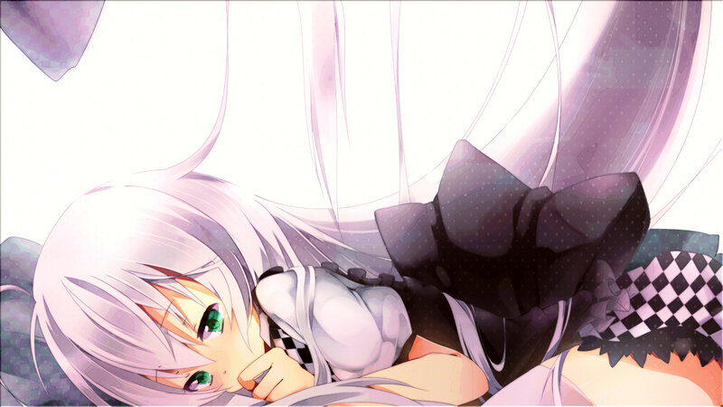 Anime Girl with Green Eyes — White, Calm, Digital Art