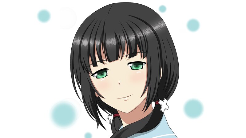 Anime Girl with Green Eyes — White, Calm, Green Eyes, Black Hair