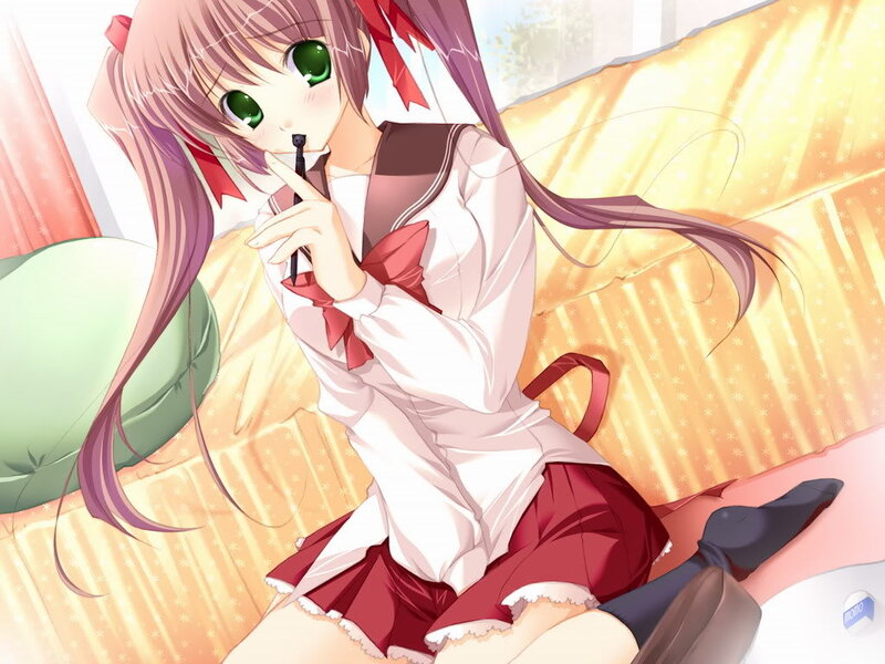 Anime Girl with Green Eyes — White, Calm, Morning