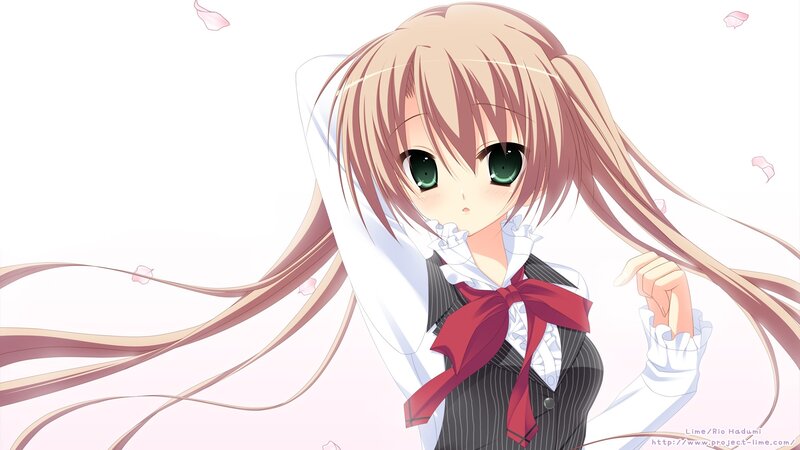 Anime Girl with Green Eyes — White, Calm, School Uniform