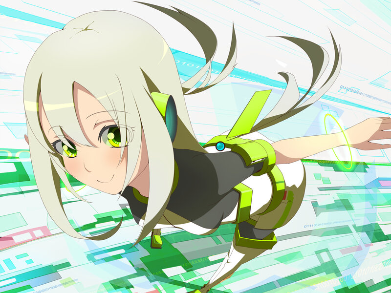 Anime Girl with Green Eyes — White, Dynamic