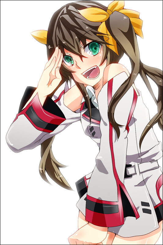 Anime Girl with Green Eyes — White, Playful, Yellow Bow