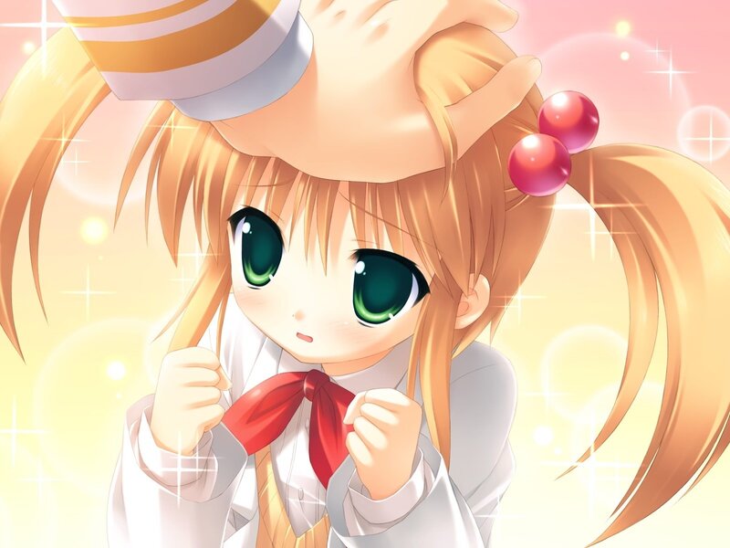 Anime Girl with Green Eyes — Yellow, Cheerful