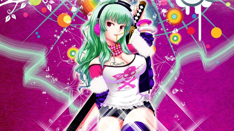 anime girl with green hair
