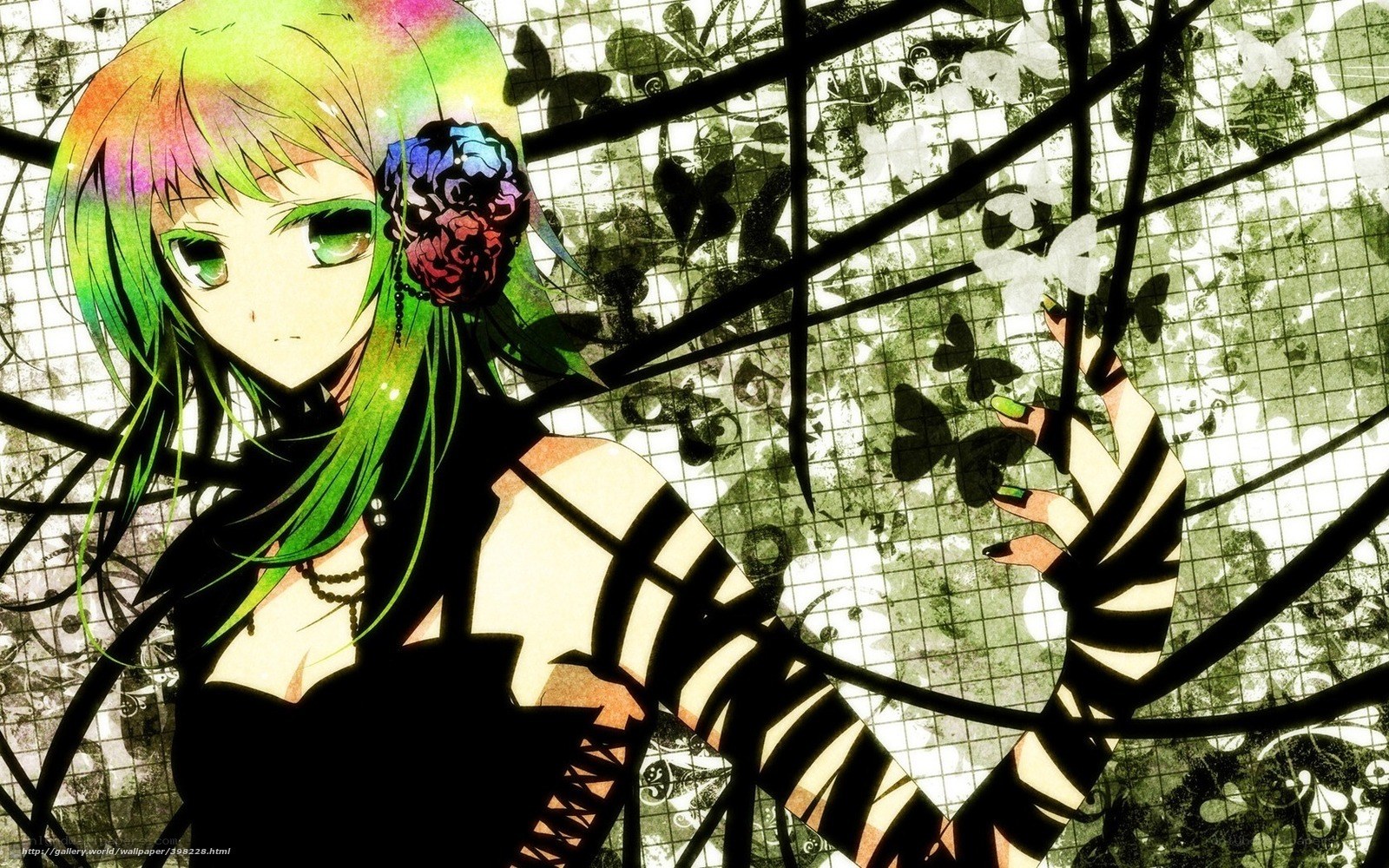 anime girl with green hair