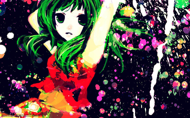 anime girl with green hair