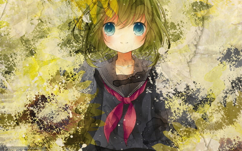 anime girl with green hair
