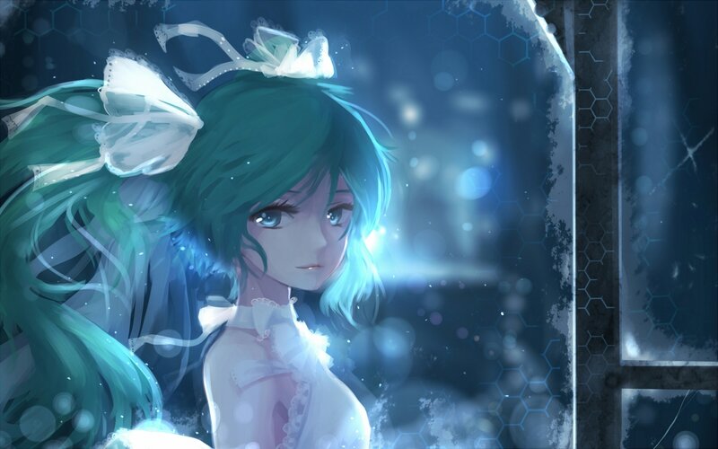 anime girl with green hair