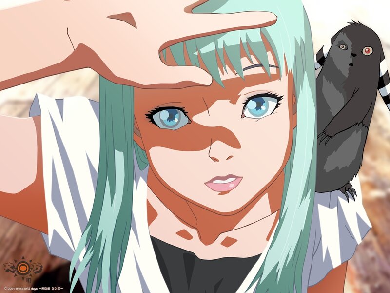 Anime girl with green hair