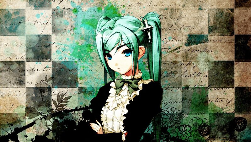 anime girl with green hair