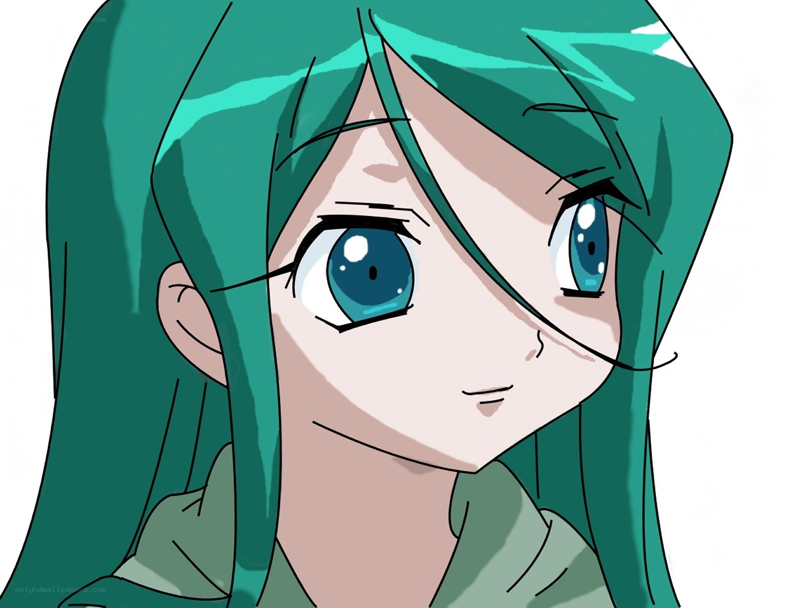 anime girl with green hair