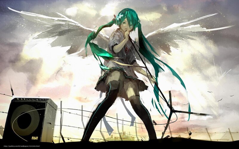 Anime girl with green hair and wings
