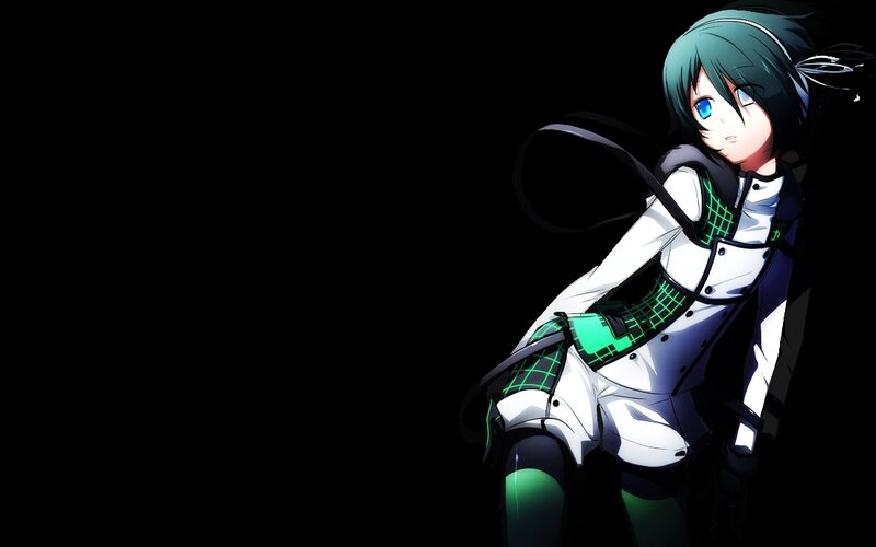 Anime Girl with Green Hair — Black, Dramatic