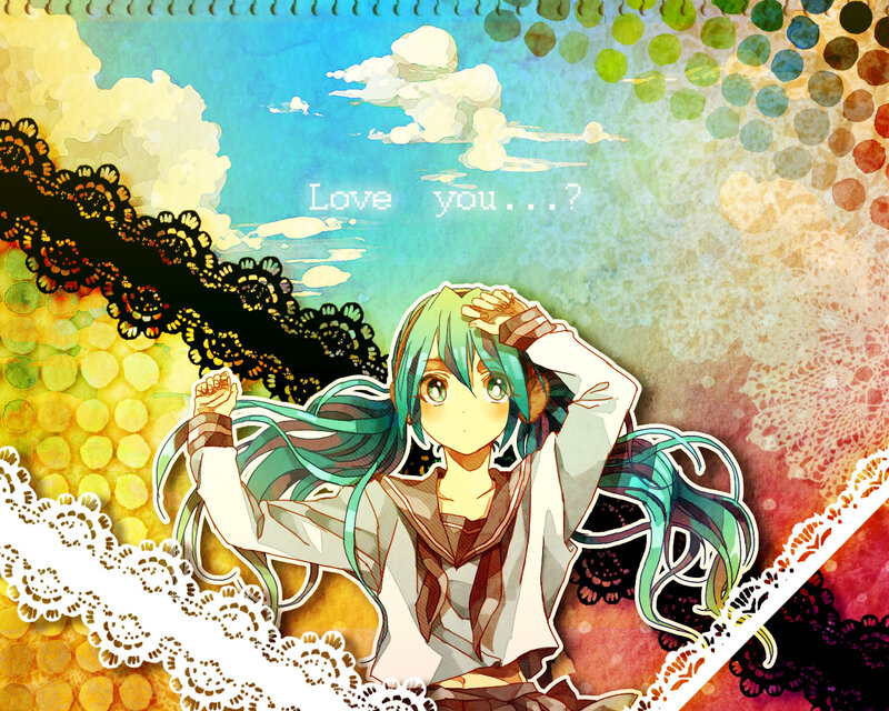 Anime Girl with Green Hair — Blue, Dreamy, Afternoon