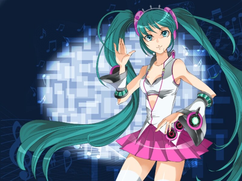Anime Girl with Green Hair — Blue, Energetic