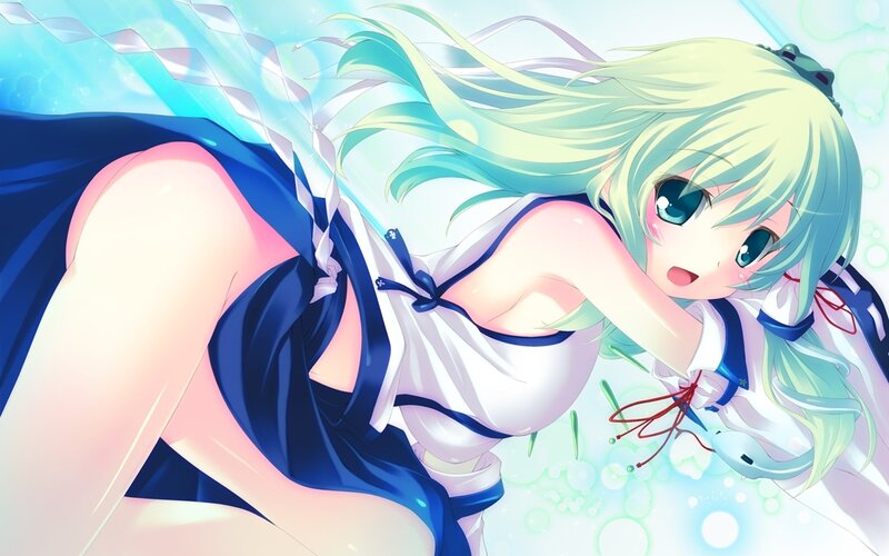 Anime Girl with Green Hair — Blue, Playful