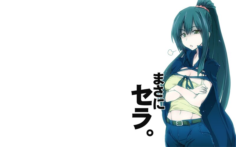 Anime Girl with Green Hair — Blue, Serious