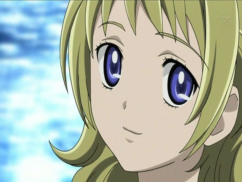 Anime Girl with Green Hair — Calm, Blue Eyes