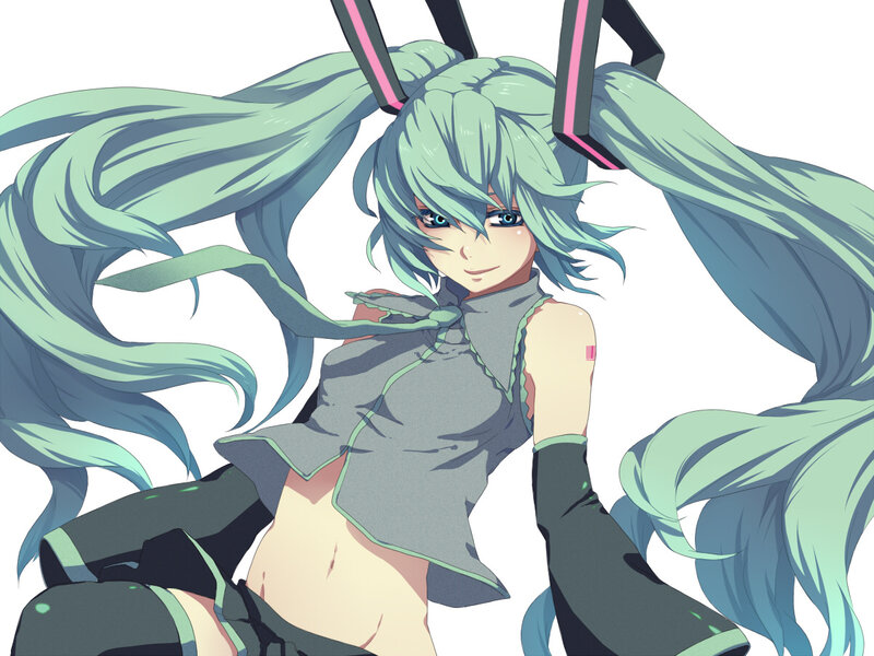 Anime Girl with Green Hair — Calm, Digital Art, Long Hair, Headset