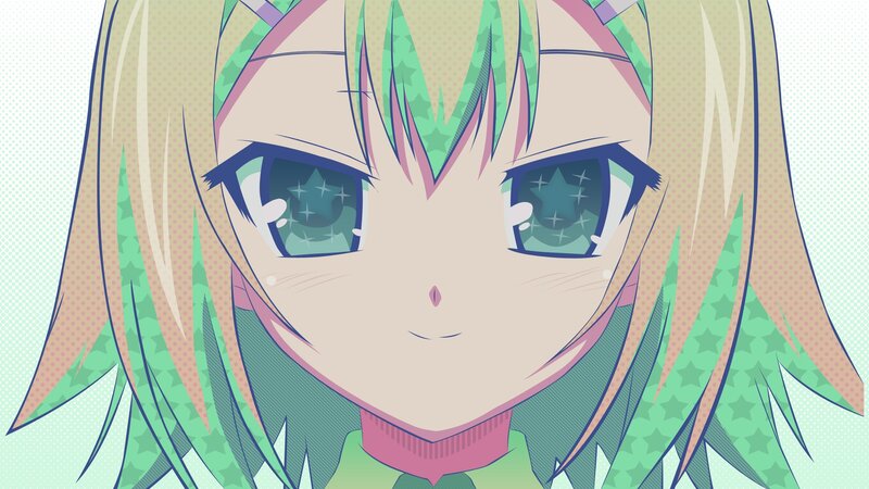 Anime Girl with Green Hair — Calm, Eyes, Cheeks
