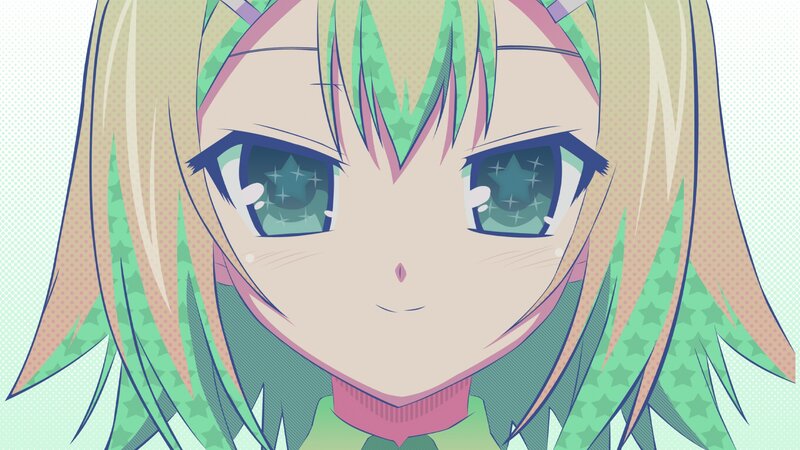 Anime Girl with Green Hair — Calm, Eyes