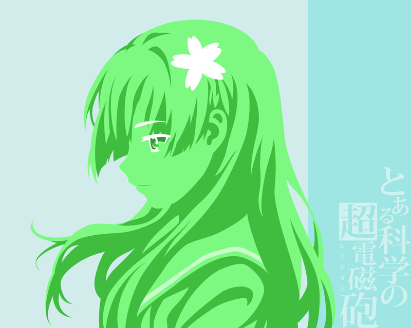 Anime Girl with Green Hair — Calm, Flower, Light Blue