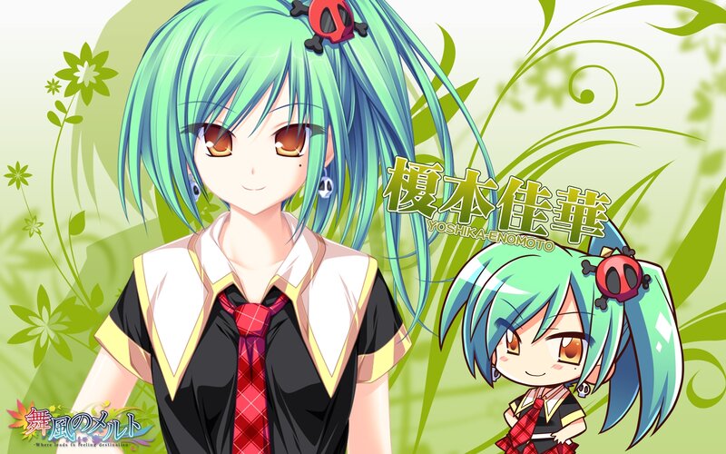 Anime Girl with Green Hair — Cheerful, Chibi Version