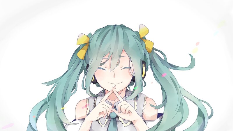 Anime Girl with Green Hair — Cheerful, Digital Art