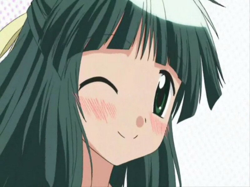 Anime Girl with Green Hair — Cheerful, Green Eyes