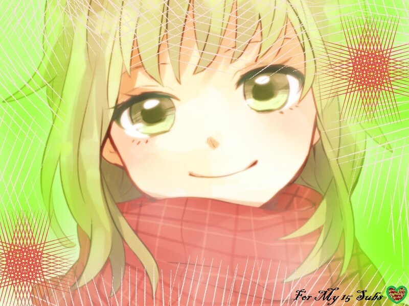 Anime Girl with Green Hair — Cheerful, Scarf