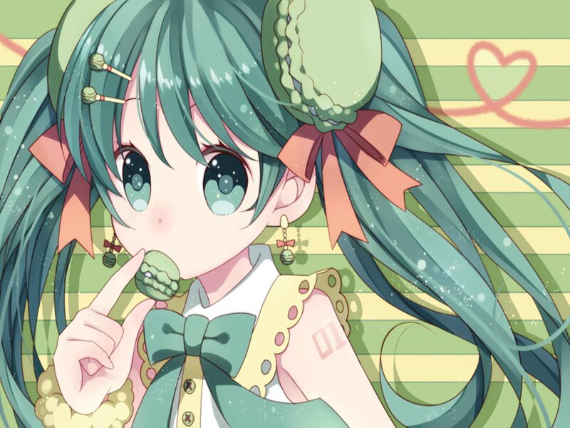 Anime Girl with Green Hair — Cheerful