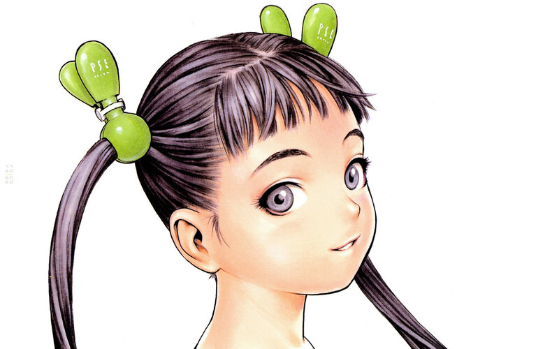 anime girl with green hair clips