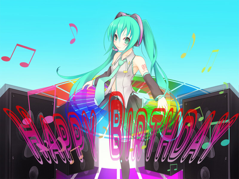 Anime Girl with Green Hair — Cyan, Celebratory