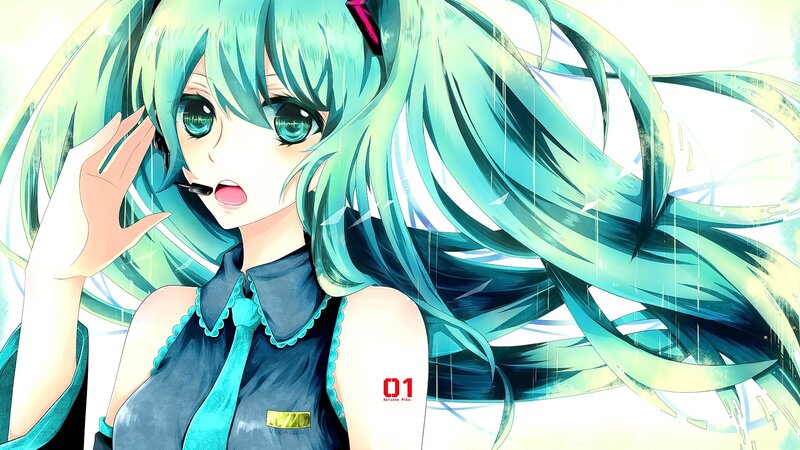 Anime Girl with Green Hair — Cyan, Dramatic, Digital Art