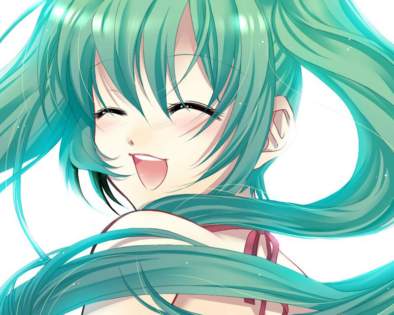 Anime Girl with Green Hair — Cyan