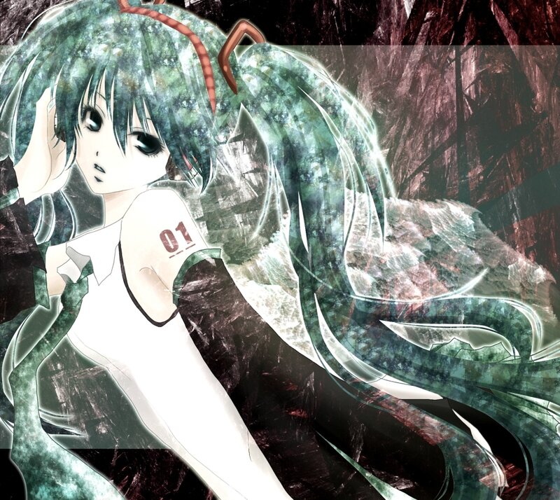 Anime Girl with Green Hair — Dramatic, Digital Art, Green Hair, White Shirt